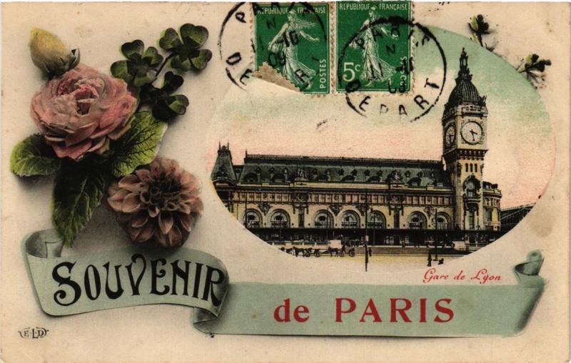 Carte postale ancienne Souvenir de Paris (12e) - Gare de Lyon à Paris 12e