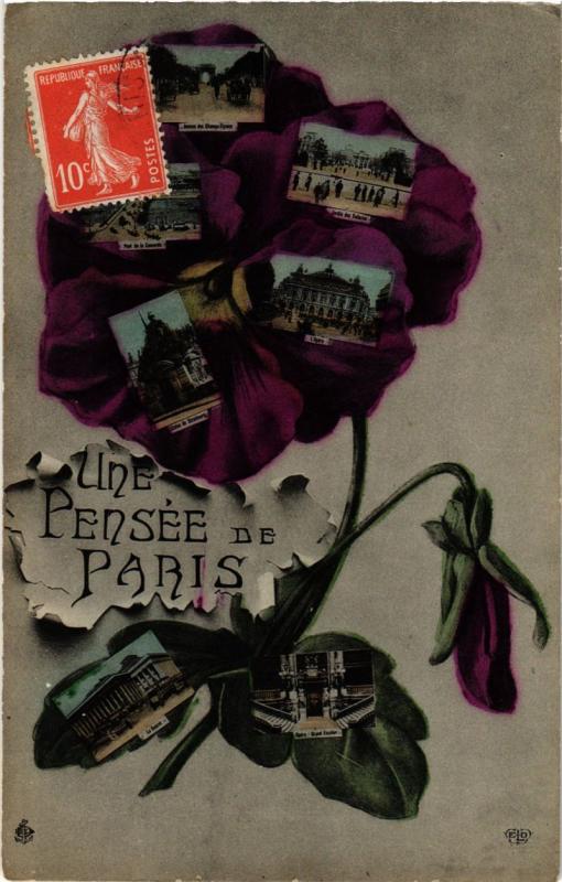 Carte postale ancienne Une pensée de Paris
