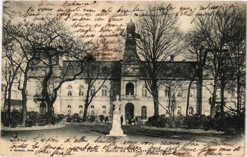 Carte postale ancienne Mairie du XIVe Arrondissement à Paris 14e