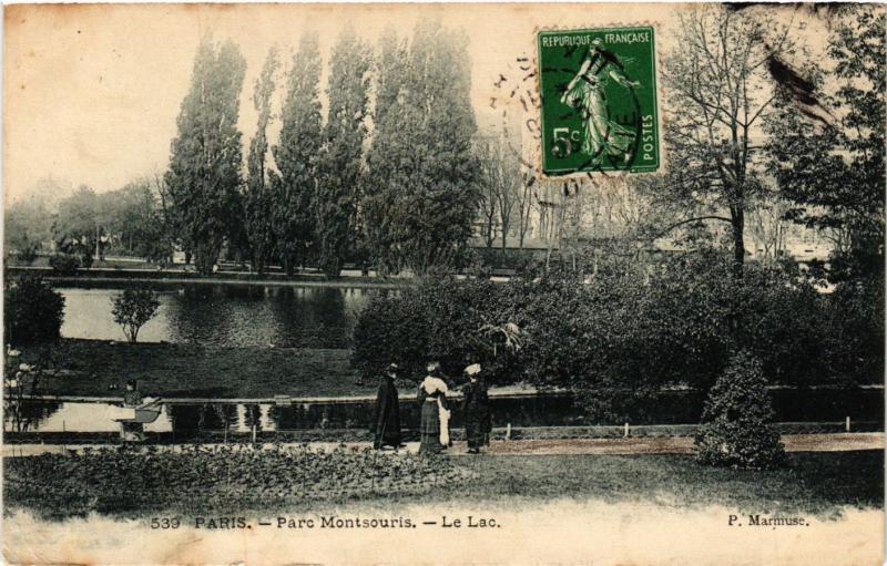 Carte postale ancienne Parc Montsouris - Le Lac à Paris 14e