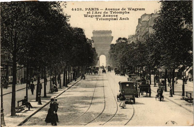 Carte postale ancienne Avenue de Wagram et l'Arc de Triomphe à Paris 17e