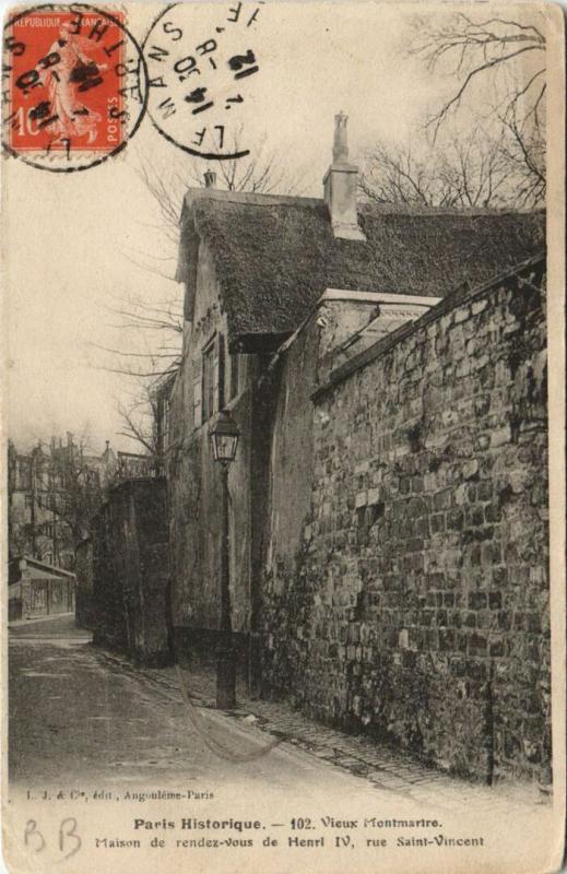 Carte postale ancienne Vieux Montmartre - Maison de rendez-vous de Henri IV - Rue Saint-Vincent à Paris 18e