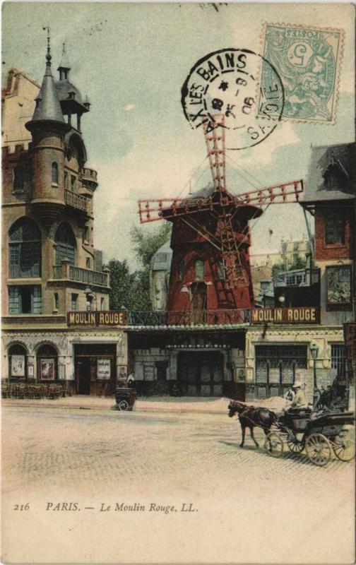 Carte postale ancienne Le Moulin Rouge (Place Blanche) à Paris 9e