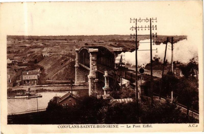 Carte postale ancienne Conflans-Sainte-Honorine - Le Pont Eiffel à Conflans-Sainte-Honorine