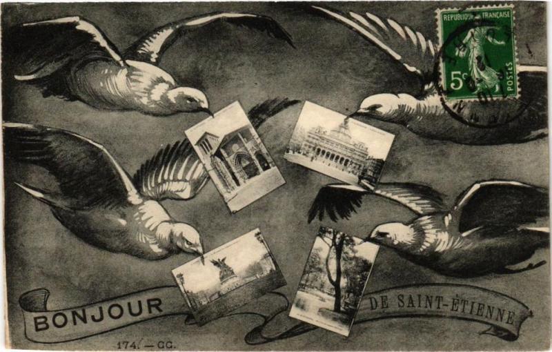 Carte postale ancienne Bonjour de Saint-Etienne