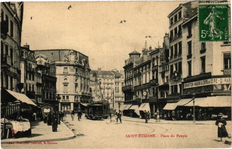 Carte postale ancienne Saint-Etienne-Place du Peuple