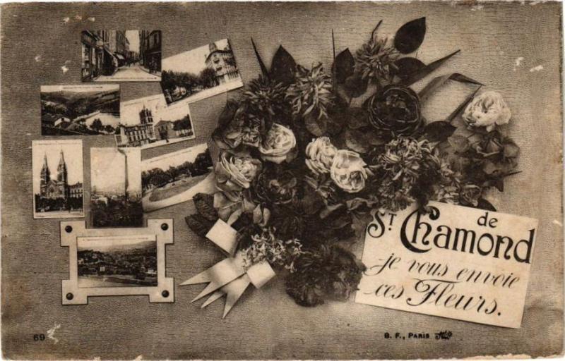 Carte postale ancienne De Saint-Chamond je vous envoie ces Fleurs à Saint-Chamond
