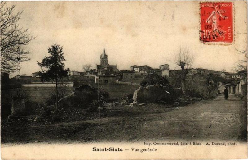 Carte postale ancienne Saint-Sixte - Vue générale à Saint-Sixte