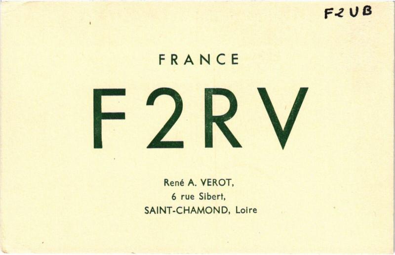 Carte postale ancienne France - F 2 R V - René A Verot 6 rue Sibert - Saint-Chamond Loire à Saint-Chamond