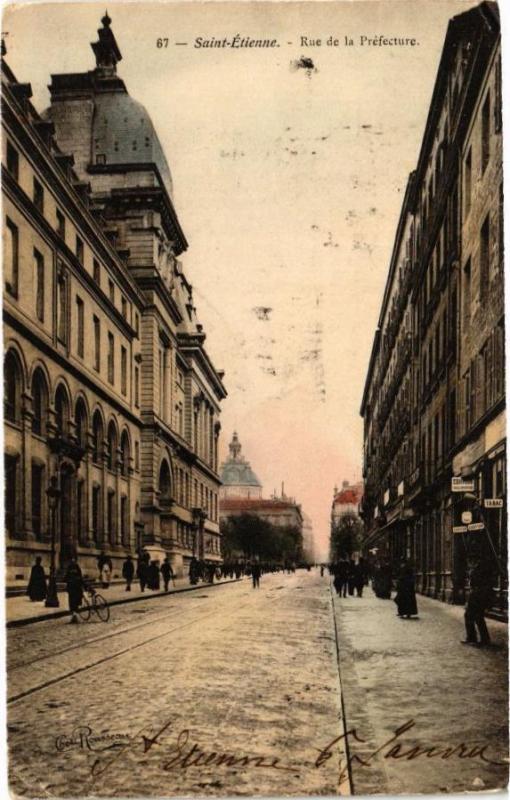 Carte postale ancienne Saint-Etienne - Rue de la Préfecture à Saint-Étienne