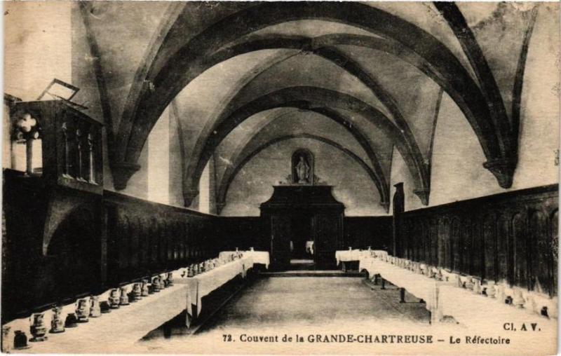 Carte postale ancienne Couvent de la Grande-Chartreuse - La Refectoire