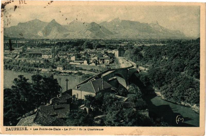 Carte postale ancienne Dauphiné - Les Ponts-de-Claix - Le Massif de la Chartreuse à Claix
