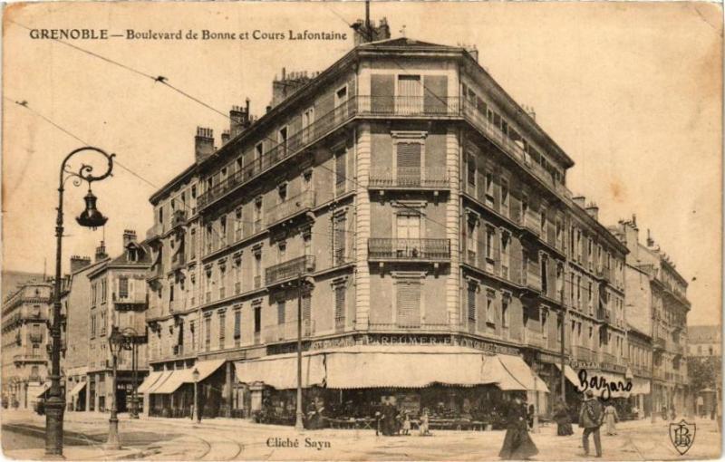 Carte postale ancienne Grenoble - Boulevard de Bonnet et Cours Lafontaine à Grenoble