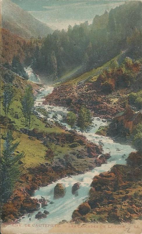 Carte postale ancienne Les Cascades de Lutour à Cauterets