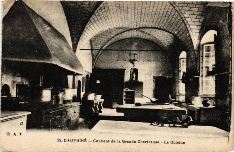 Carte postale ancienne Dauphiné - Couvent de la Grande-Chartreuse - La Cuisine