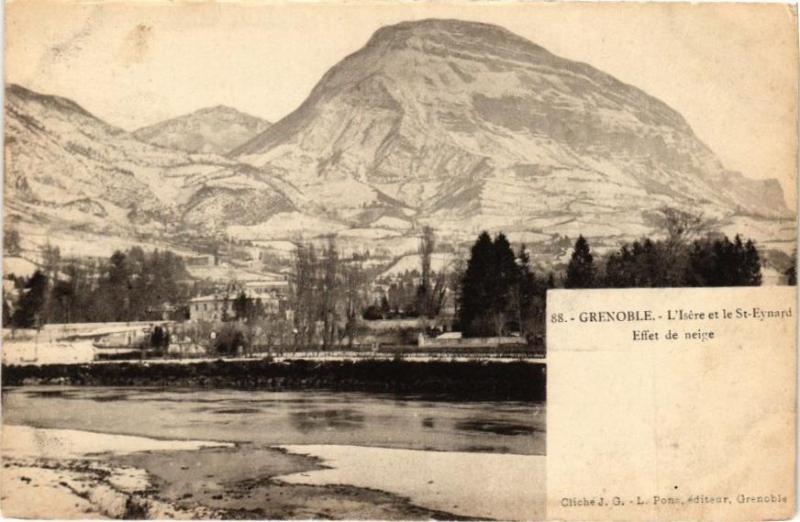 Carte postale ancienne Grenoble - L'Isere et le Saint-Eynard - Effet de neige à Grenoble