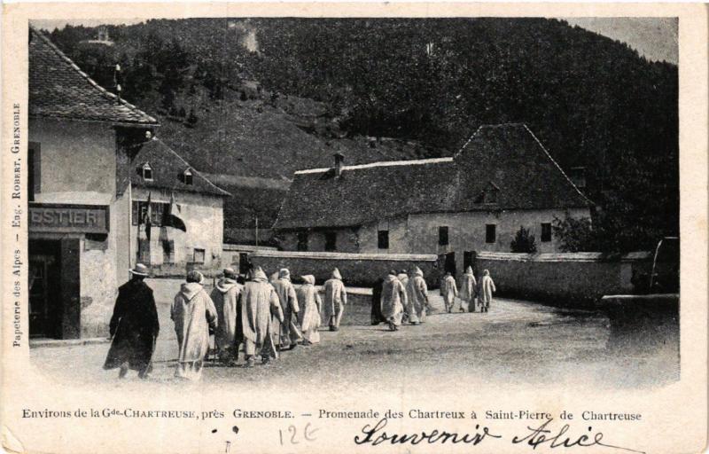 Carte postale ancienne Saint-Pierre-de-Chartreuse - Promenade des Chartreux à Saint-Pierre-de-Chartreuse