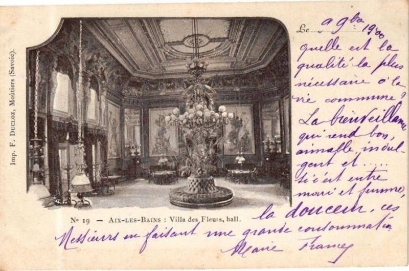 Carte postale ancienne Aix-les-Bains - Villa des Fleurs hall à Aix-les-Bains