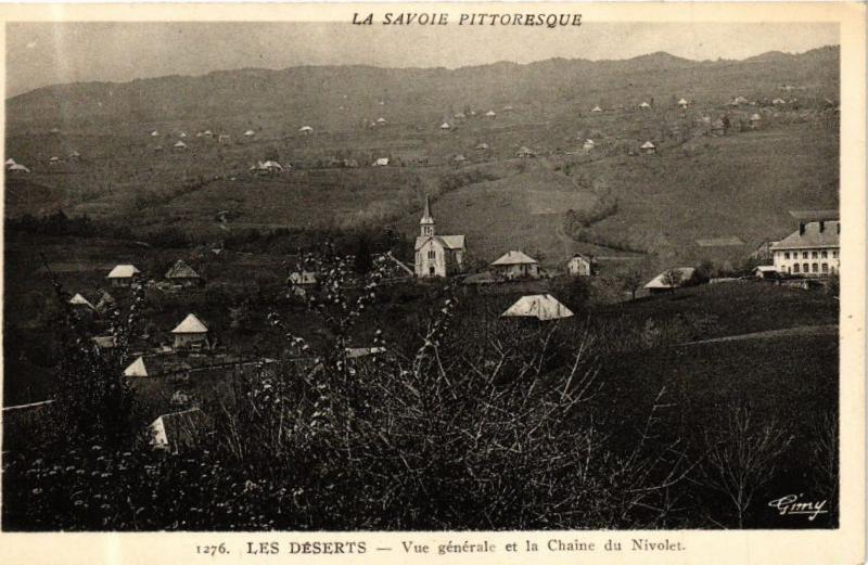 Carte postale ancienne Les Deserts - Vue générale et la Chaine du Nivolet aux Déserts