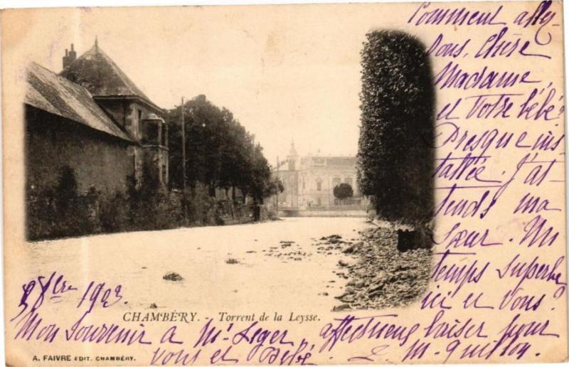 Carte postale ancienne Chambery - Torrent de la Leysse à Chambéry