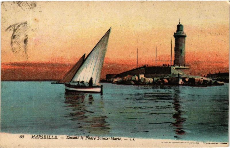 Carte postale ancienne Marseille-Devant le Phare Sainte-Marie à Marseille