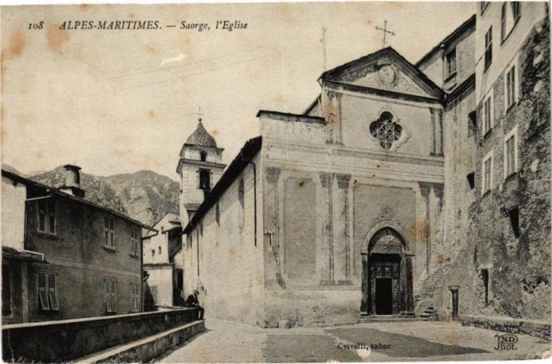 Carte postale ancienne Alpes-Maritimes - Saorge, l'Eglise à Saorge