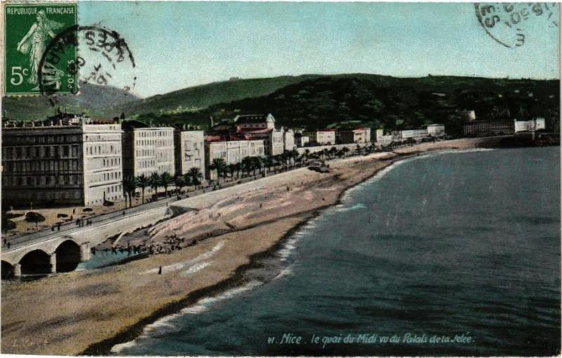 Carte postale ancienne Ed. Aqua 41 Nice Le Quai du midi vu du Palais de la Jetée