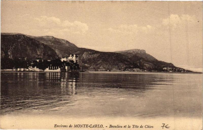 Carte postale ancienne Environs de Monte-Carlo -Beaulieu et la Téte de Chien