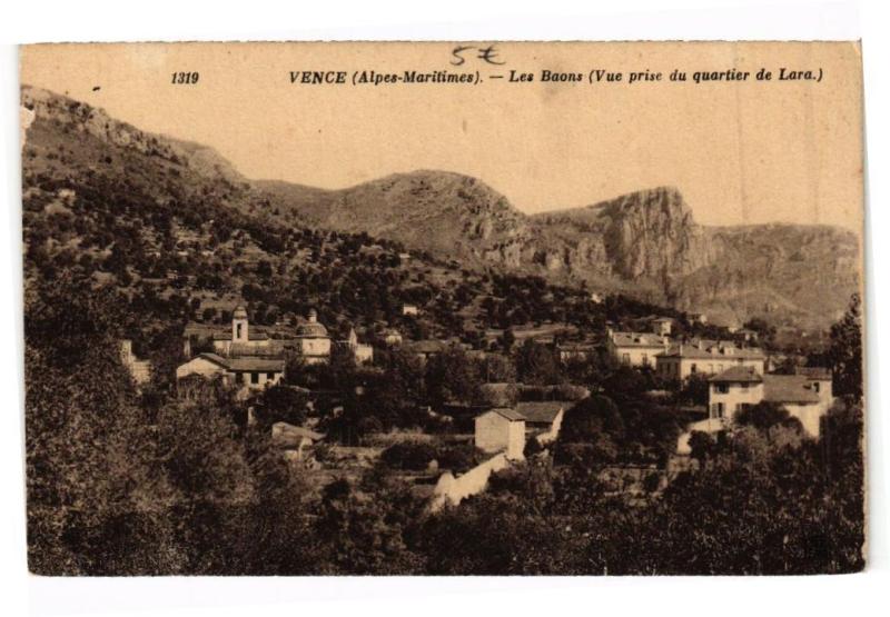Carte postale ancienne Vence - Les Baons (Vue prise du quartier de Lara) à Vence