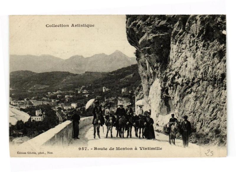 Carte postale ancienne Route de Menton a Vintimille à Menton