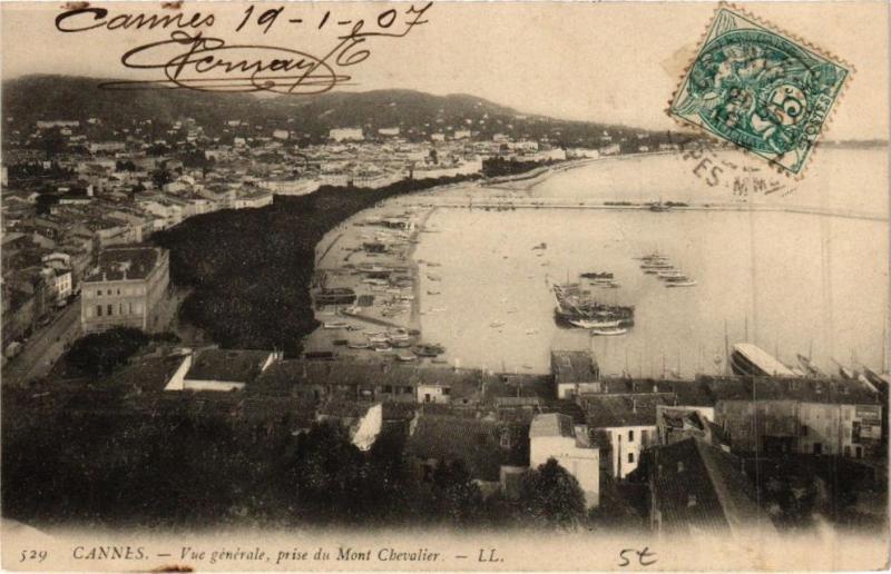 Carte postale ancienne Cannes Vue générale,prise du Mont Chevalier à Cannes