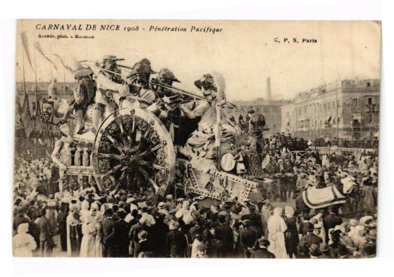 Carte postale ancienne Carnaval de Nice 1908 - Pénétration Pacifique
