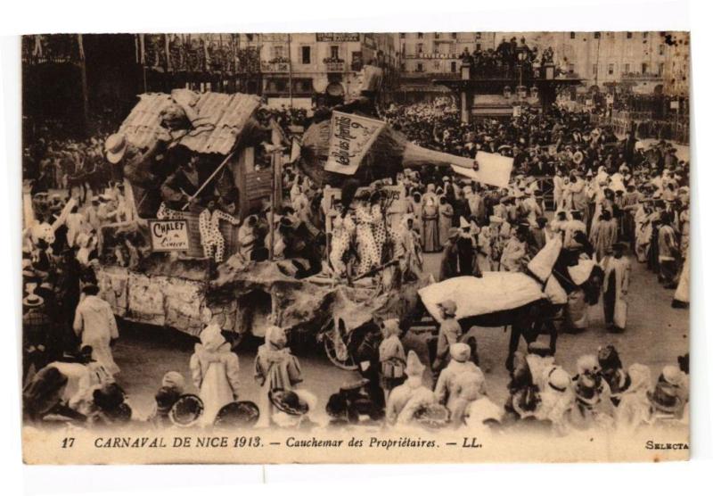 Carte postale ancienne Carnaval de Nice 1913 - Cauchemar des Propriétaires