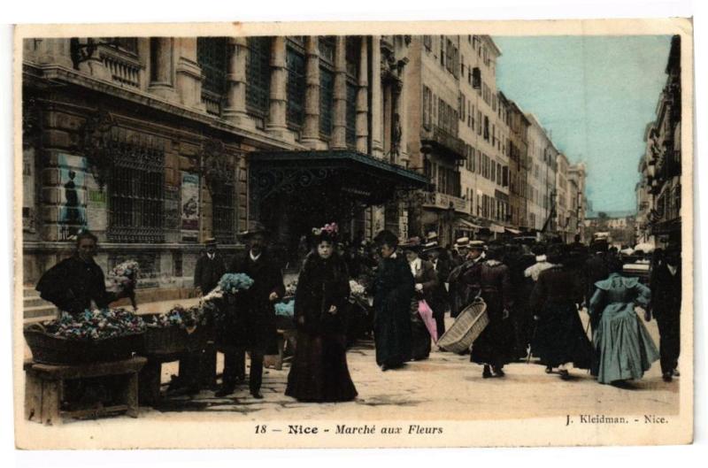Carte postale ancienne Nice - Marche aux fleurs à Nice