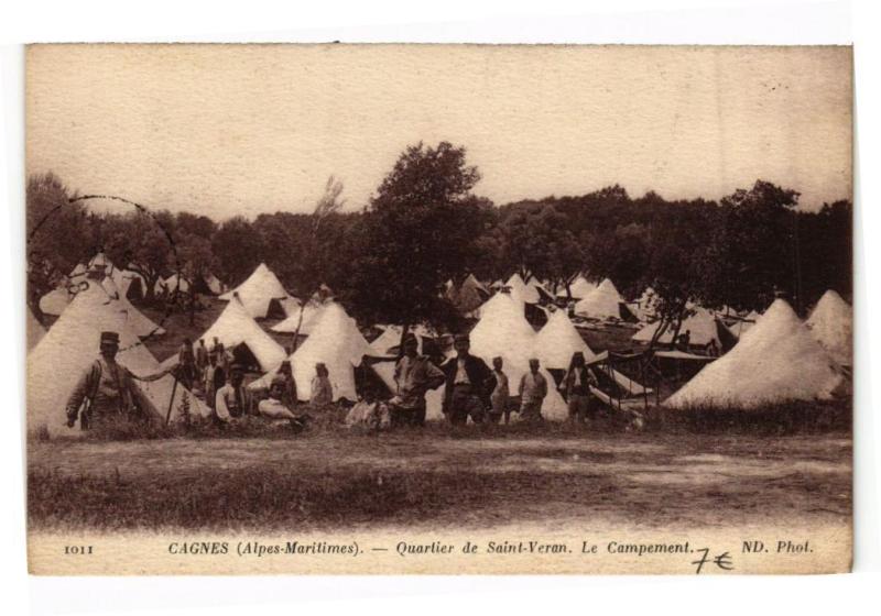 Carte postale ancienne Cagnes - Quartier de Saint-Veran - Le Campement