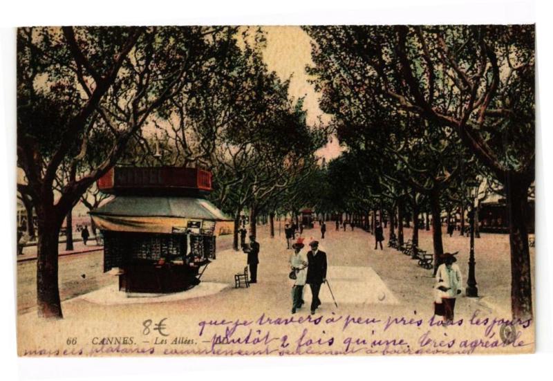 Carte postale ancienne Cannes - lES Allees à Cannes