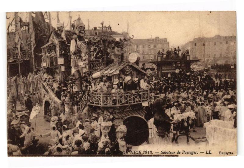 Carte postale ancienne Carnaval de Nice 1913 - Saboteur de Paysages