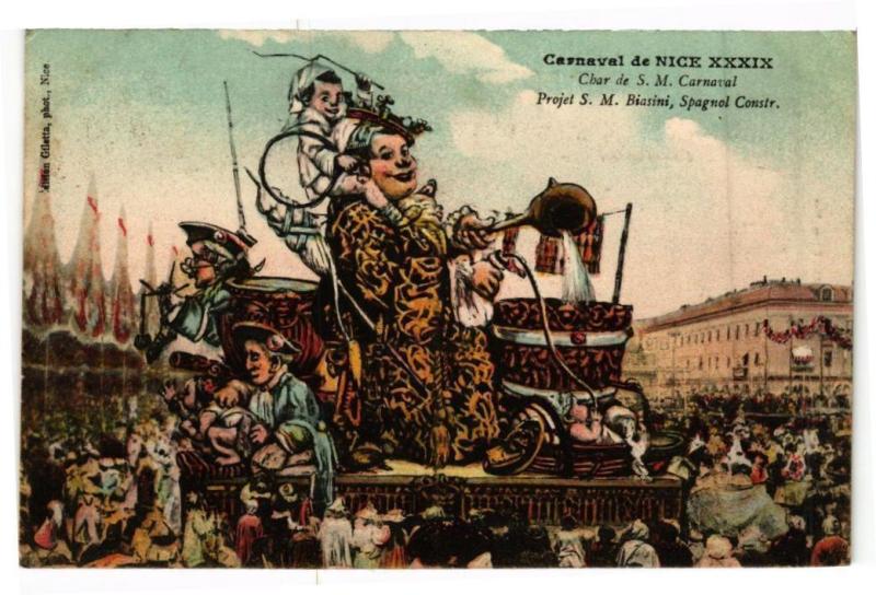 Carte postale ancienne Carnaval de Nice - Char de S.M. Carnaval