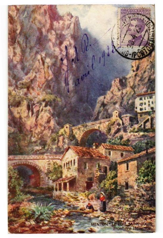 Carte postale ancienne Menton - Le pont saint louis à Menton