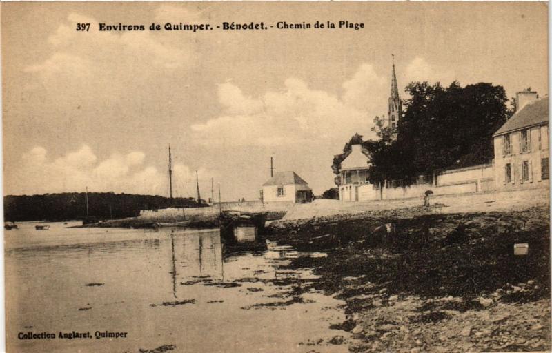 Carte postale ancienne Env. de Quimper - Benodet - Chemin de la Plage à Quimper