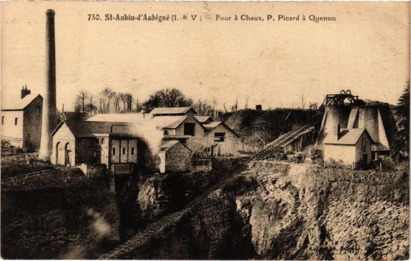 Carte postale ancienne Saint-Aubin d'Aubigné-Four a Chaux à Aubigné