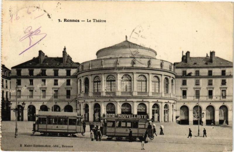 Carte postale ancienne Rennes-Le Théatre à Rennes