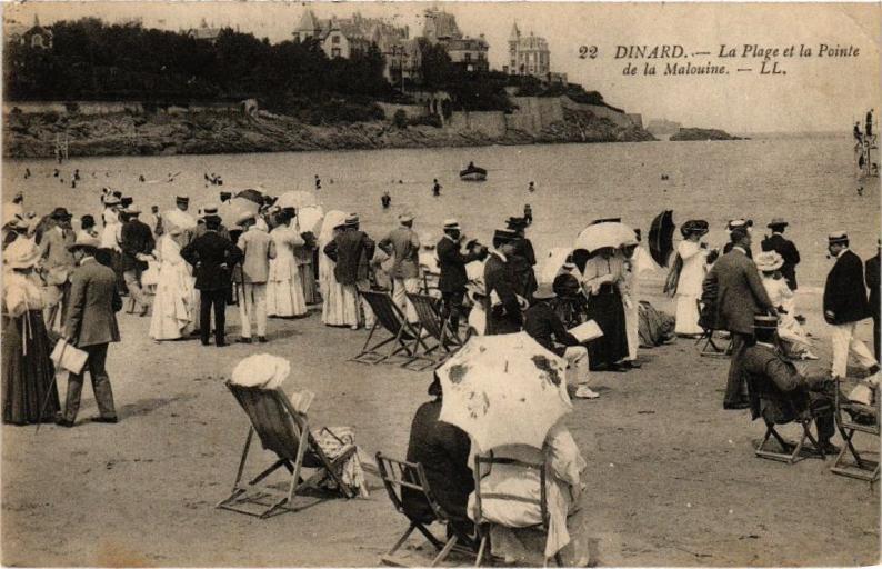 Carte postale ancienne Dinard-La Plage et la Pointe de la Malouine à Dinard