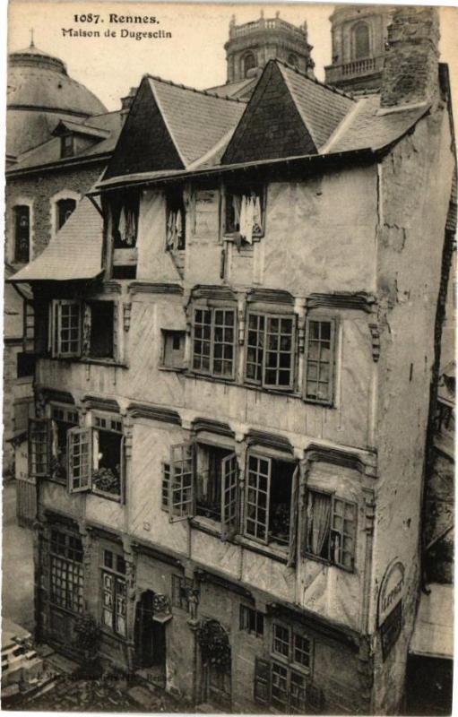 Carte postale ancienne Rennes-Maison de Dugesclin à Rennes