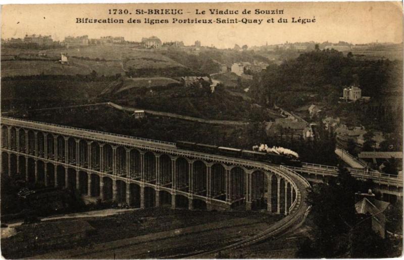 Carte postale ancienne Saint-Brieuc-Le Viaduc de Souzin à Saint-Brieuc