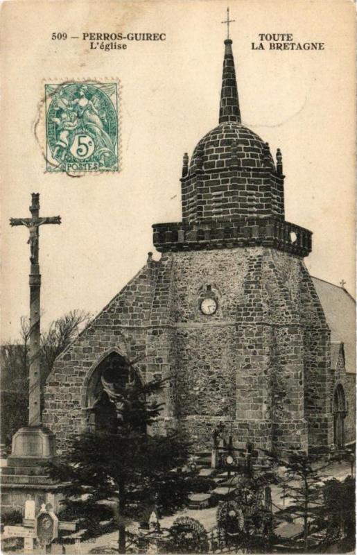 Carte postale ancienne Perros-Guirec L'Eglise France à Perros-Guirec