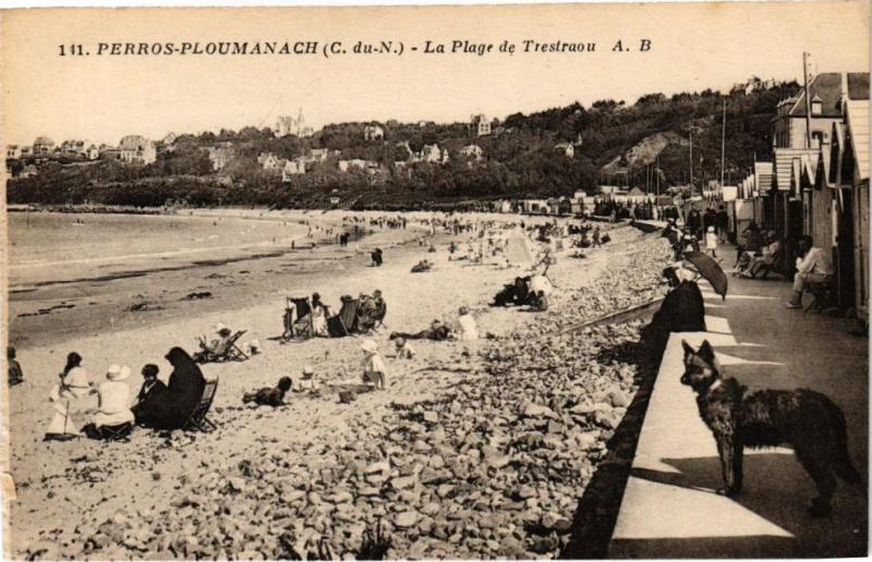 Carte postale ancienne Perros Ploumanach-La Plage de Trestraou