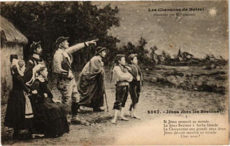 Carte postale ancienne Les Chansons de Botrel - Jésus chez les Bretons