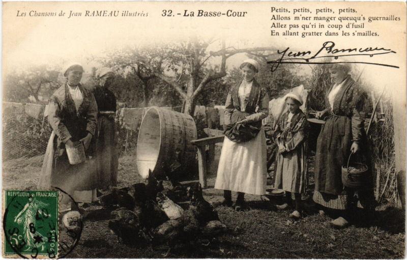 Carte postale ancienne Les Chansons de Jean Rameau Illustrées - La Basse-Cour - Folklore