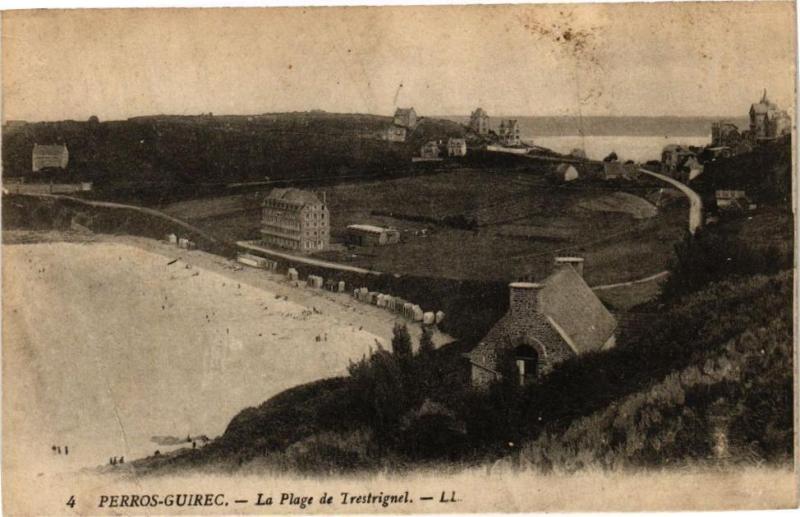 Carte postale ancienne Perros-Guirec-La Plage de Trestrignel à Perros-Guirec